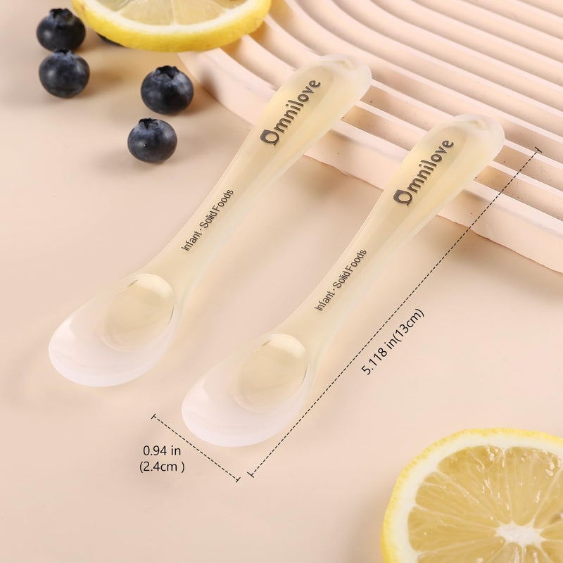 Omnilove Silicone Baby Spoons 2-Pack with Case, Self Feeding 6 Months, Baby Led Weaning Supplies, Toddler Utensils with Safety Chain, Toddler Essentials, Dishwasher Safe Baby Safety Products - Image 3